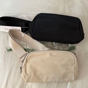 Set of 2 Crossbody Sling Bag - Black and Cream